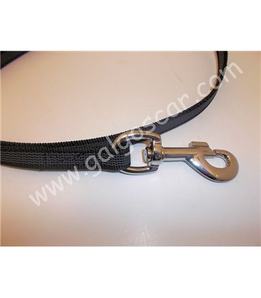 Correa ramal nylon-goma entrelazada antideslizante con asa. Mosqueton gatillo.