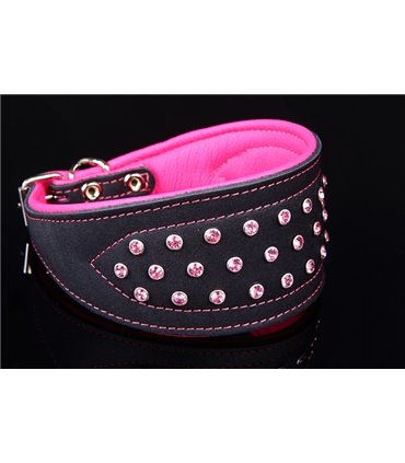 Collar whippet  cuero cristales Neon. Varios colores