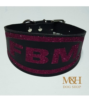 Collar galgo ó whippet negro  personalizado en diferentes medidas y colores , glitter o neón.