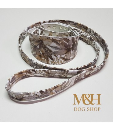 Collar antiescape Ecoleather  flores marrón para galgo ó whippet,