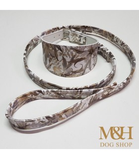 Collar Ecoleather  flores marrón para galgo, whippet ó piccolo,