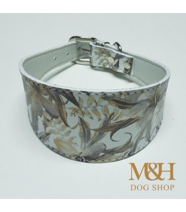 Collar Ecoleather  flores marrón para galgo, whippet ó piccolo,
