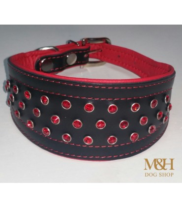 Collar galgo y whippet  cuero cristales Neon. Varios colores