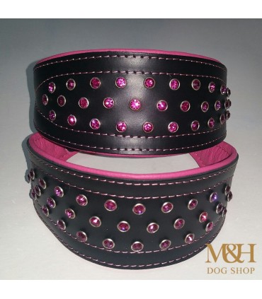 Collar galgo y whippet  cuero cristales Neon. Varios colores