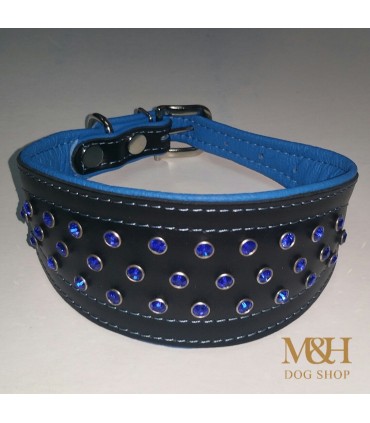 Collar galgo y whippet  cuero cristales Neon. Varios colores