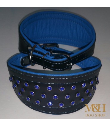 Collar galgo y whippet  cuero cristales Neon. Varios colores