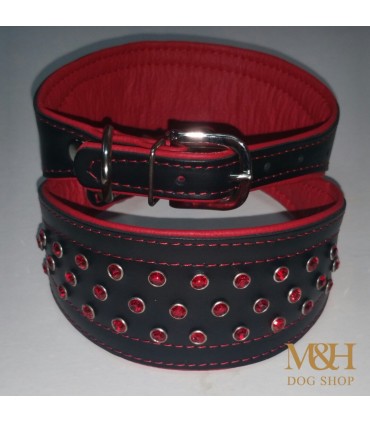Collar galgo y whippet  cuero cristales Neon. Varios colores