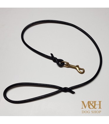 Ramal correa perro cuero redondo 8mm. mosqueton bronce