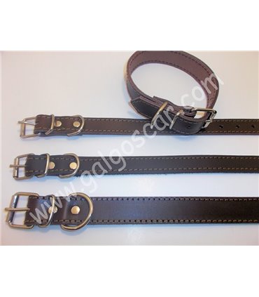 Collar perro  cuero extrecho 20mm largo 45cm c/marron