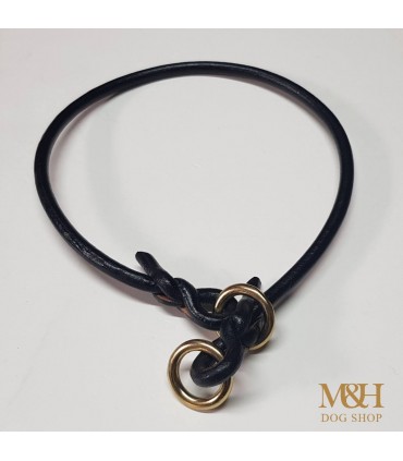 Collar perro cuero exposición  redondo  8mm. espiga ahogue