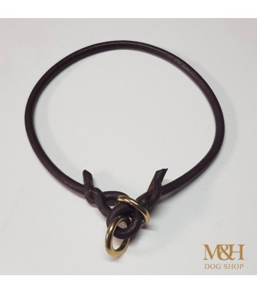 Collar perro cuero exposición  redondo  8mm. espiga ahogue