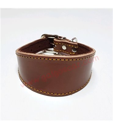Collar Whippet o cachorros de galgo de cuero liso color marrón ó avellana, forrado fieltro