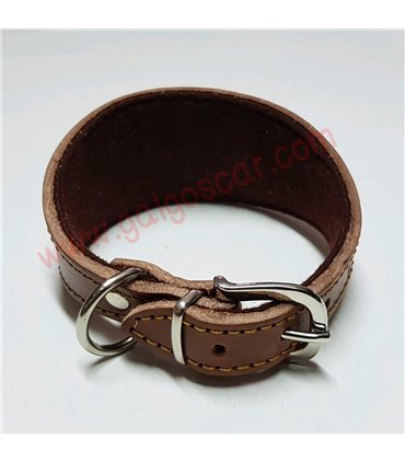 Collar Whippet o cachorros de galgo de cuero liso color marrón ó avellana, forrado fieltro