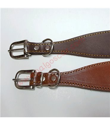 Collar Whippet o cachorros de galgo de cuero liso color marrón ó avellana, forrado fieltro